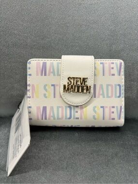 Steve Madden Pastel Logo Print White Wallet